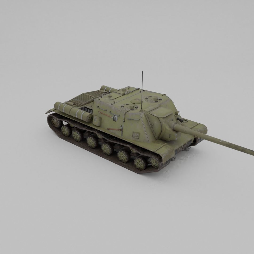 ISU-122 Tank Destroyer Low-poly 3D model_18