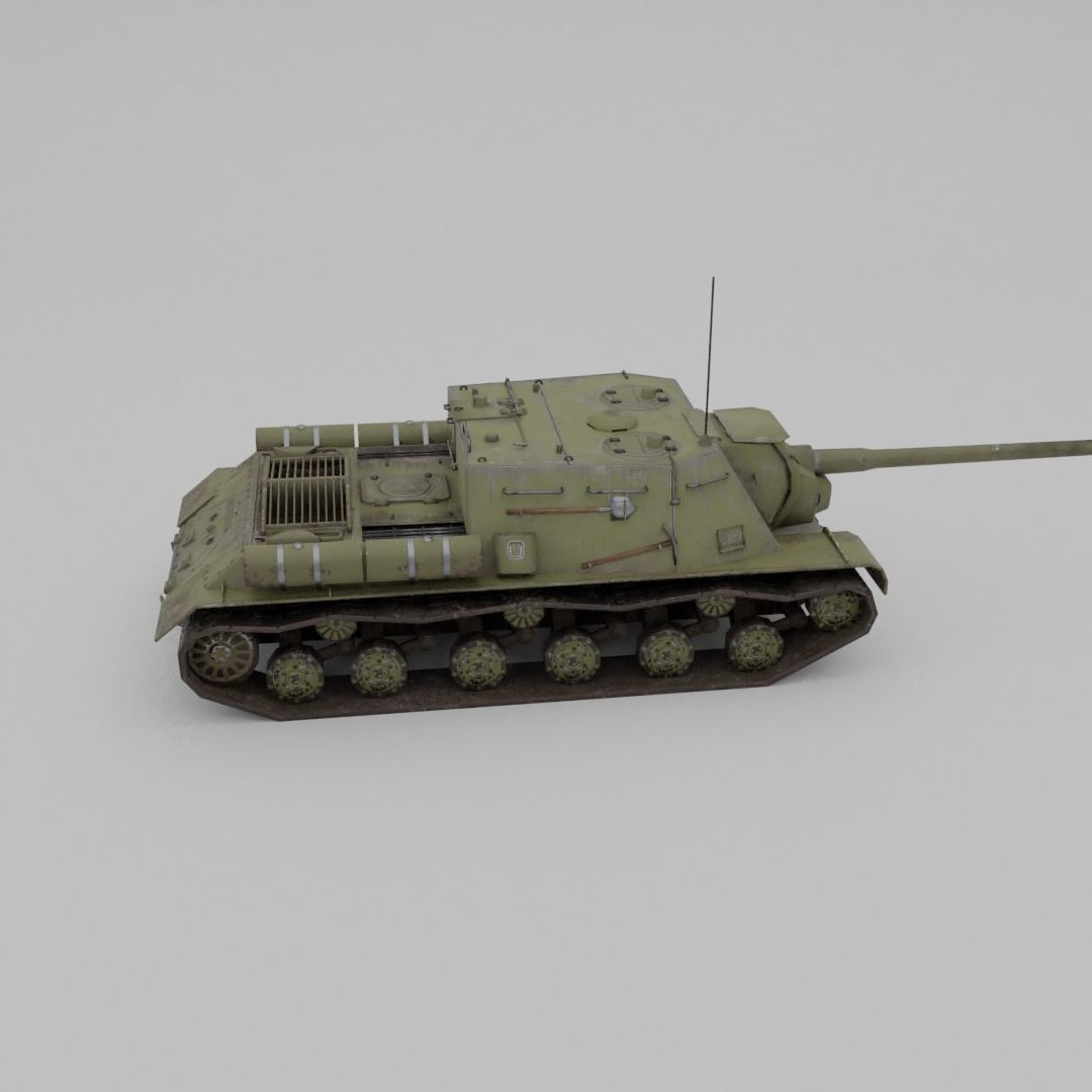 ISU-122 Tank Destroyer Low-poly 3D model_20