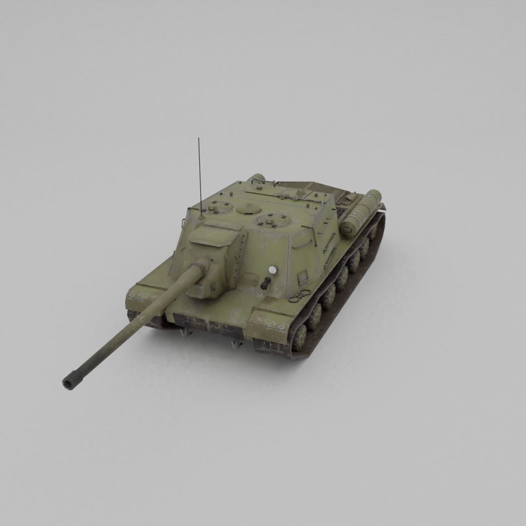ISU-122 Tank Destroyer Low-poly 3D model_15