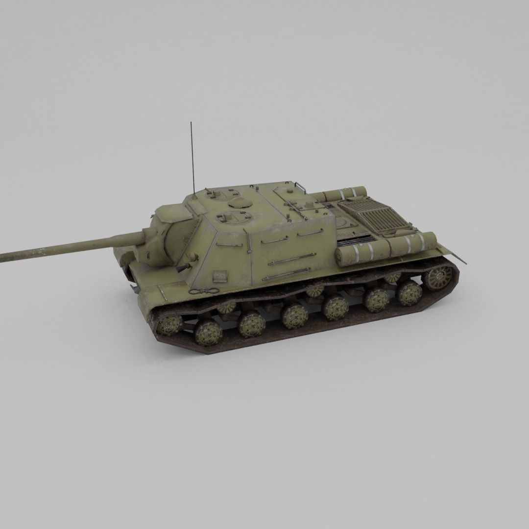 ISU-122 Tank Destroyer Low-poly 3D model_28