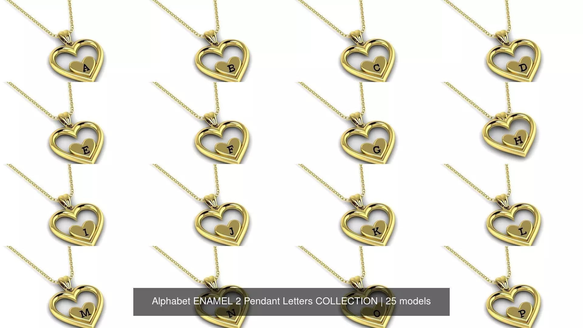 Alphabet ENAMEL 2 Pendant Letters COLLECTION _0