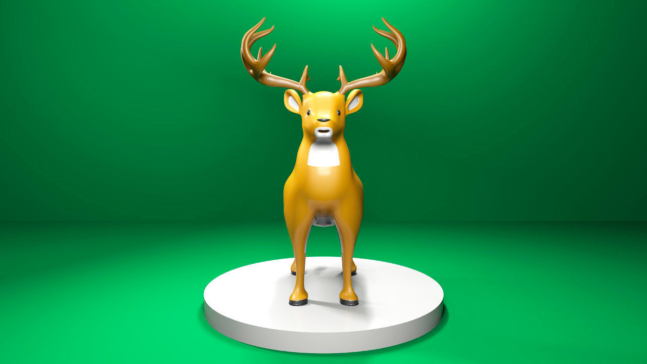 Model 3D Deer golden Low-poly 3D model_1