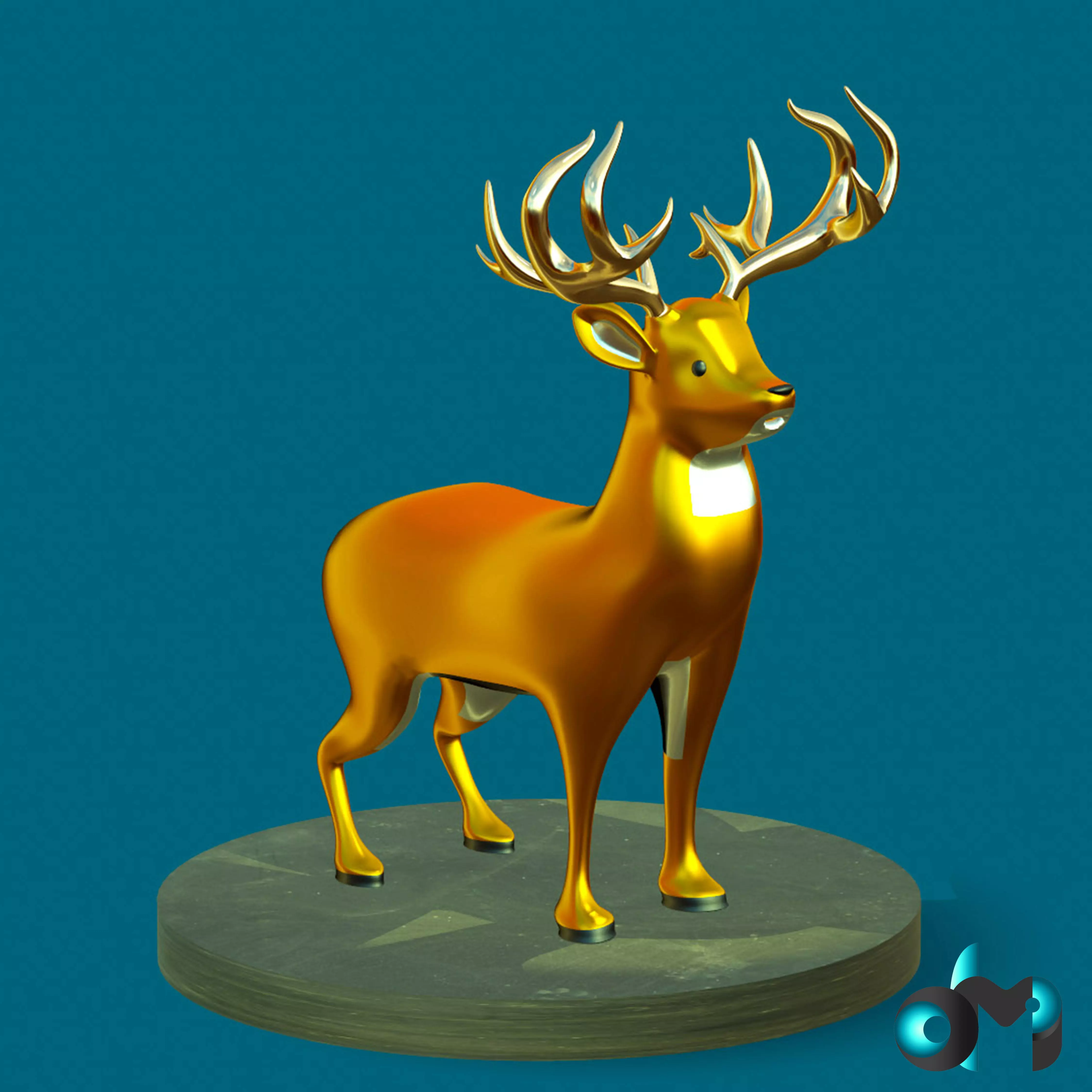 Model 3D Deer golden Low-poly 3D model_0