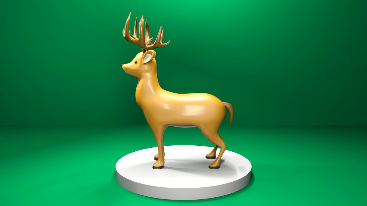 Model 3D Deer golden Low-poly 3D model_4
