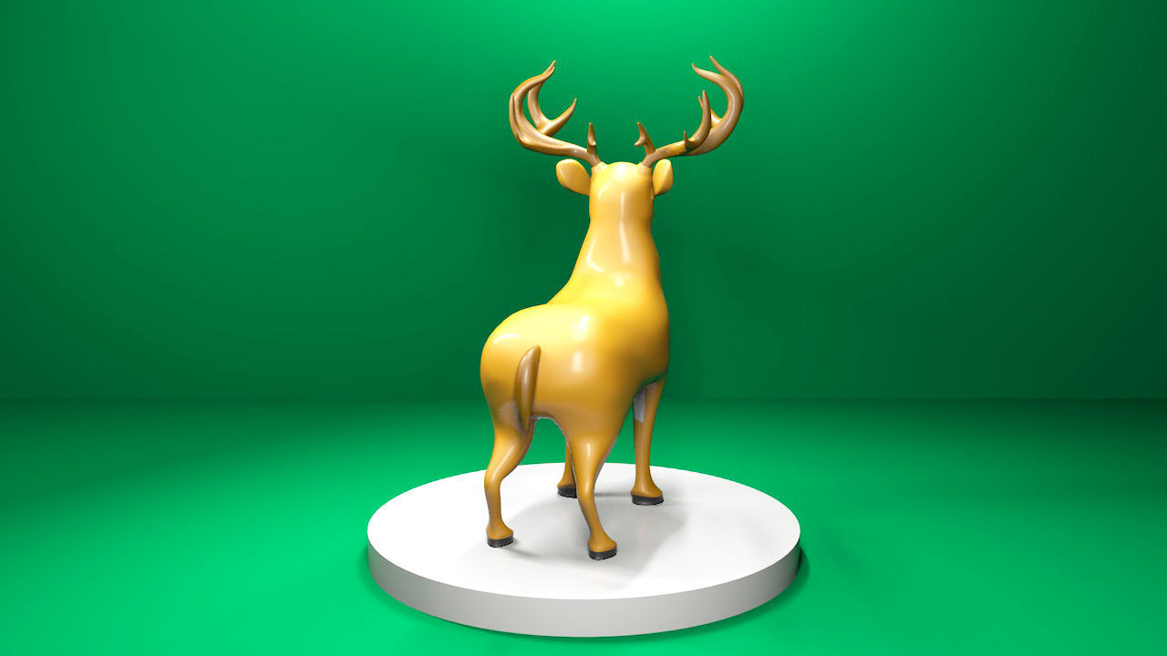 Model 3D Deer golden Low-poly 3D model_3