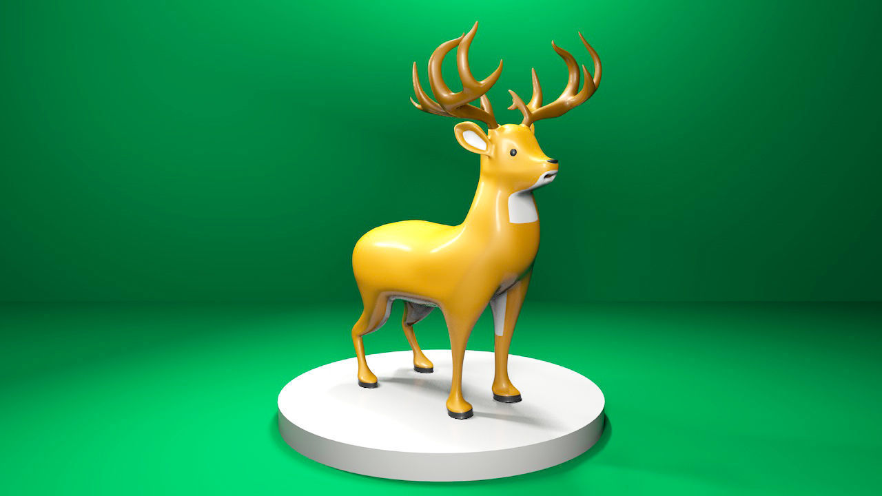 Model 3D Deer golden Low-poly 3D model_2