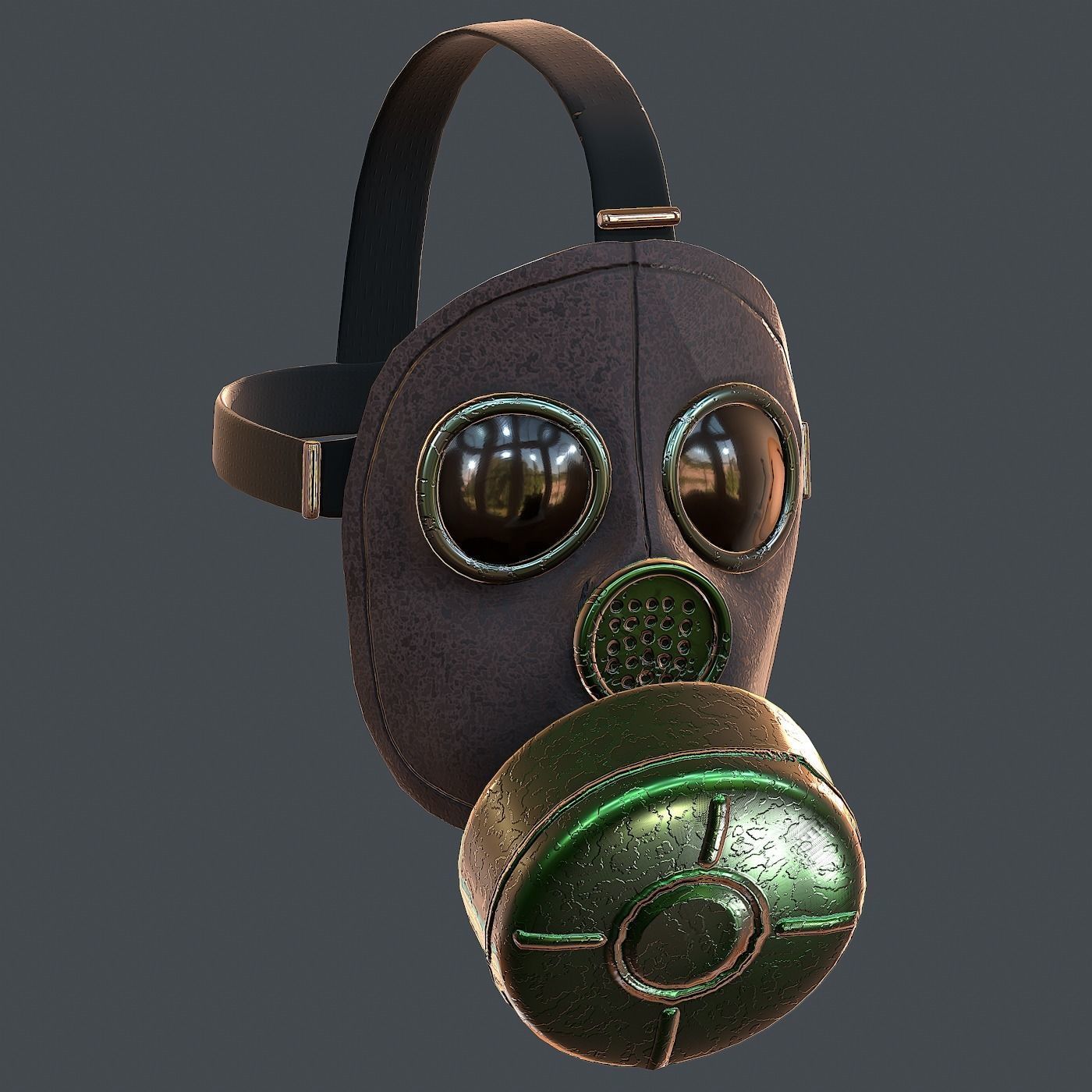 Gas mask helmet 3d model scifi Low-poly Low-poly 3D model_3