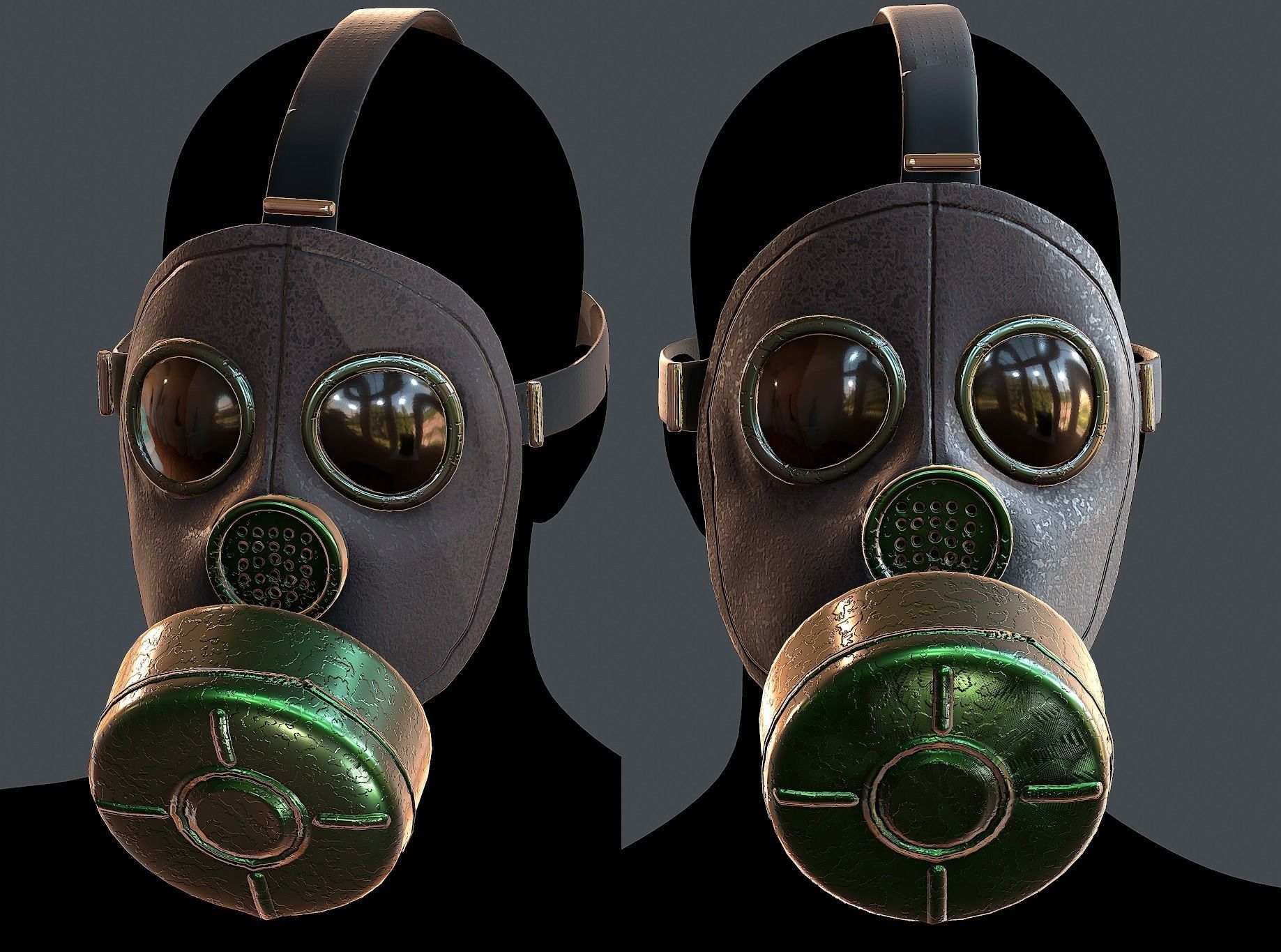 Gas mask helmet 3d model scifi Low-poly Low-poly 3D model_1