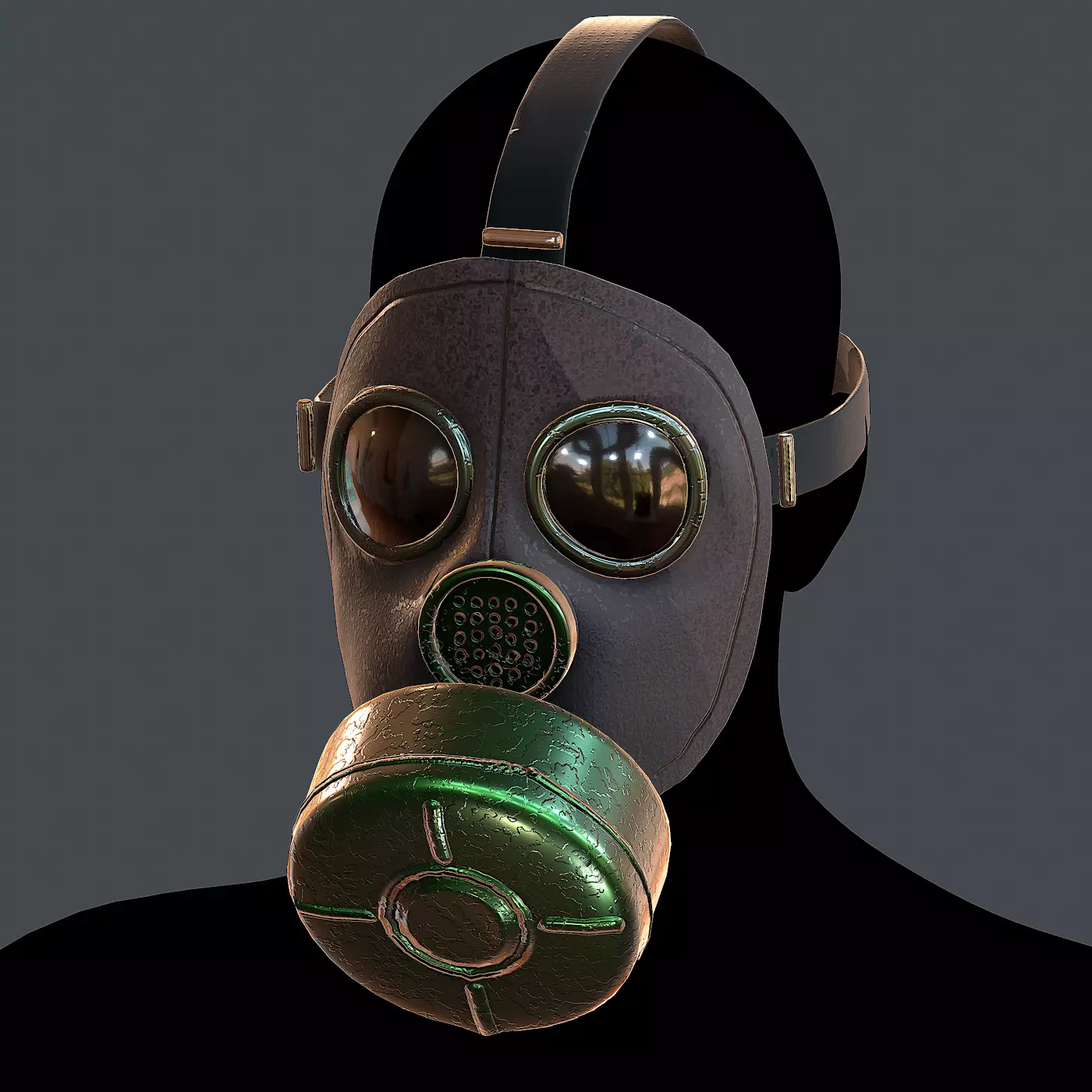 Gas mask helmet 3d model scifi Low-poly Low-poly 3D model_0