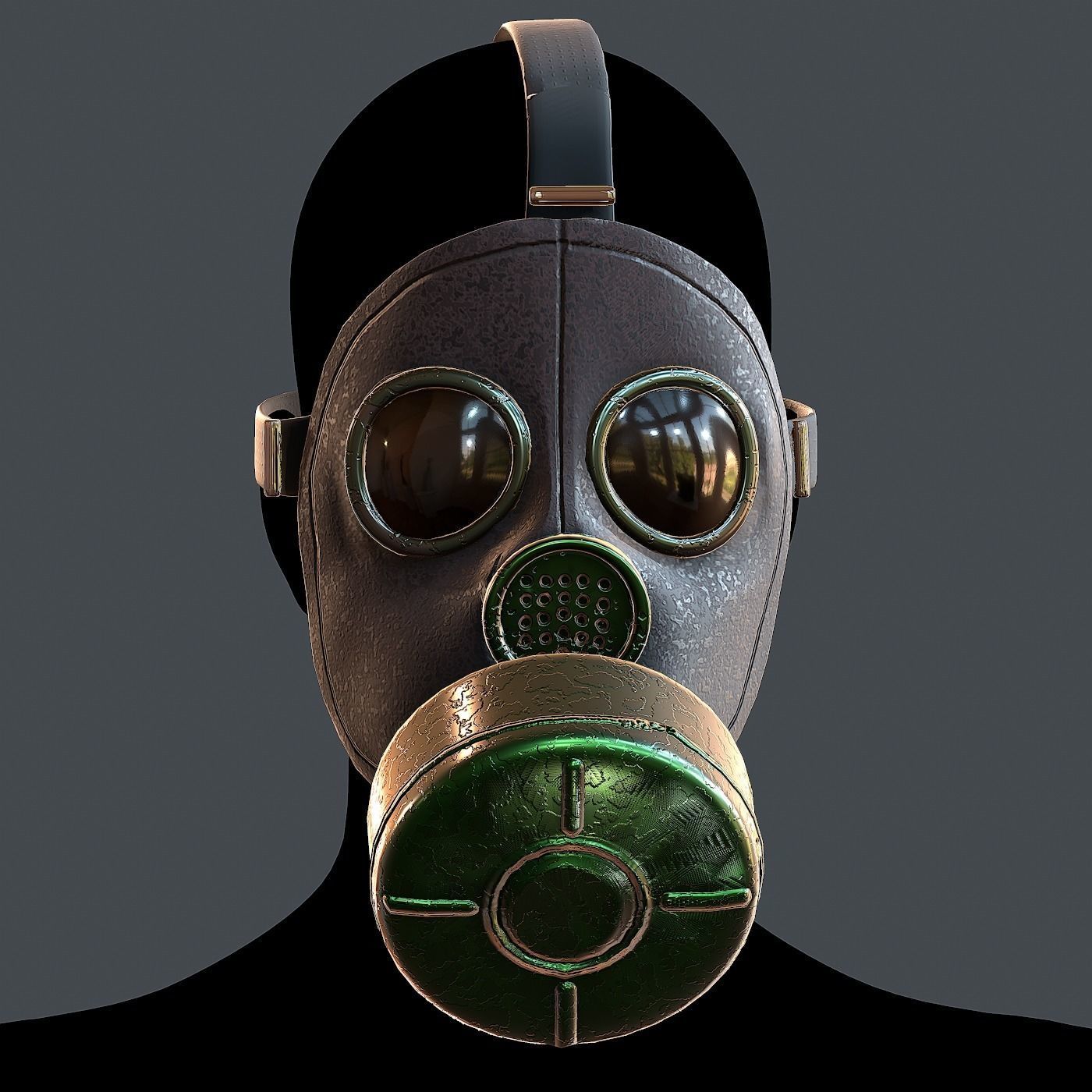 Gas mask helmet 3d model scifi Low-poly Low-poly 3D model_2
