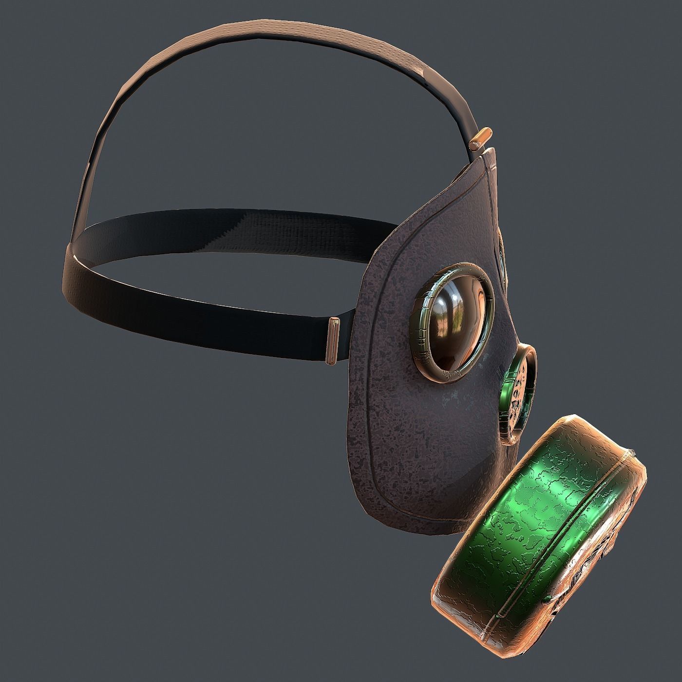 Gas mask helmet 3d model scifi Low-poly Low-poly 3D model_4