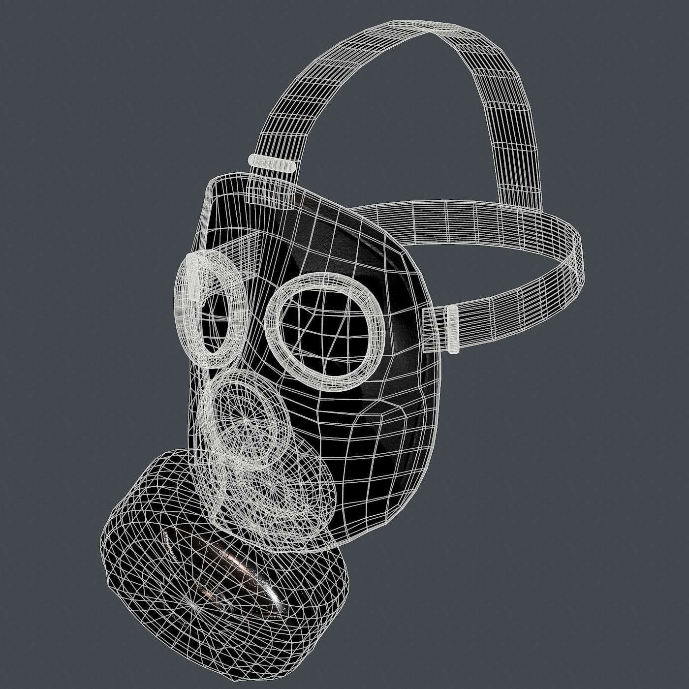 Gas mask helmet 3d model scifi Low-poly Low-poly 3D model_11