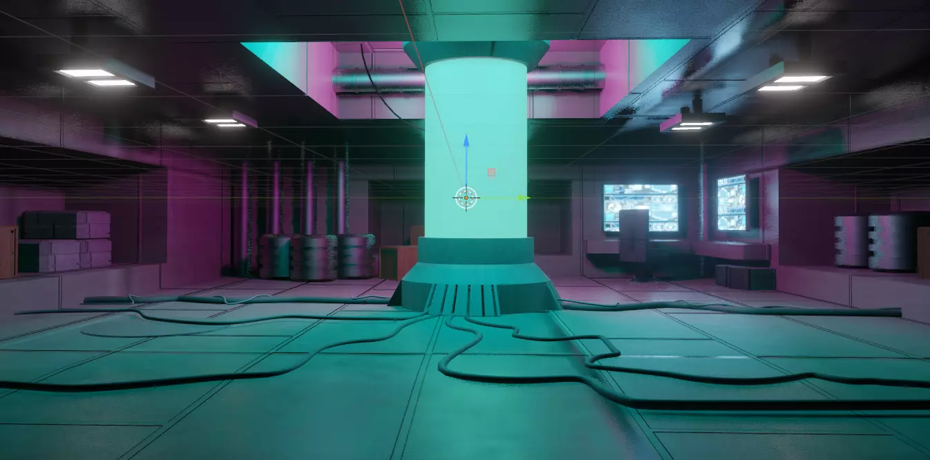 Sci-fi laboratory room environment model Low-poly 3D model_0