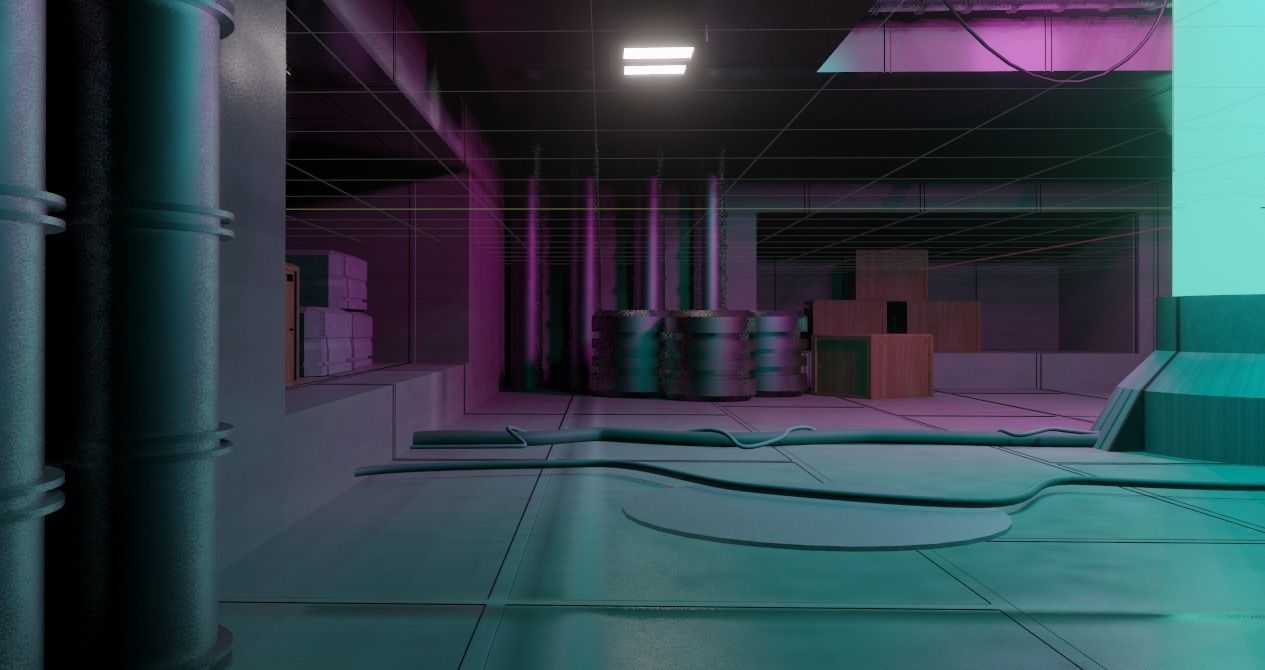 Sci-fi laboratory room environment model Low-poly 3D model_4