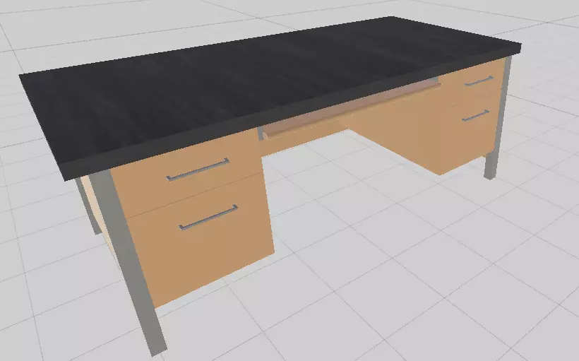 Metal and wood desk Free low-poly 3D model