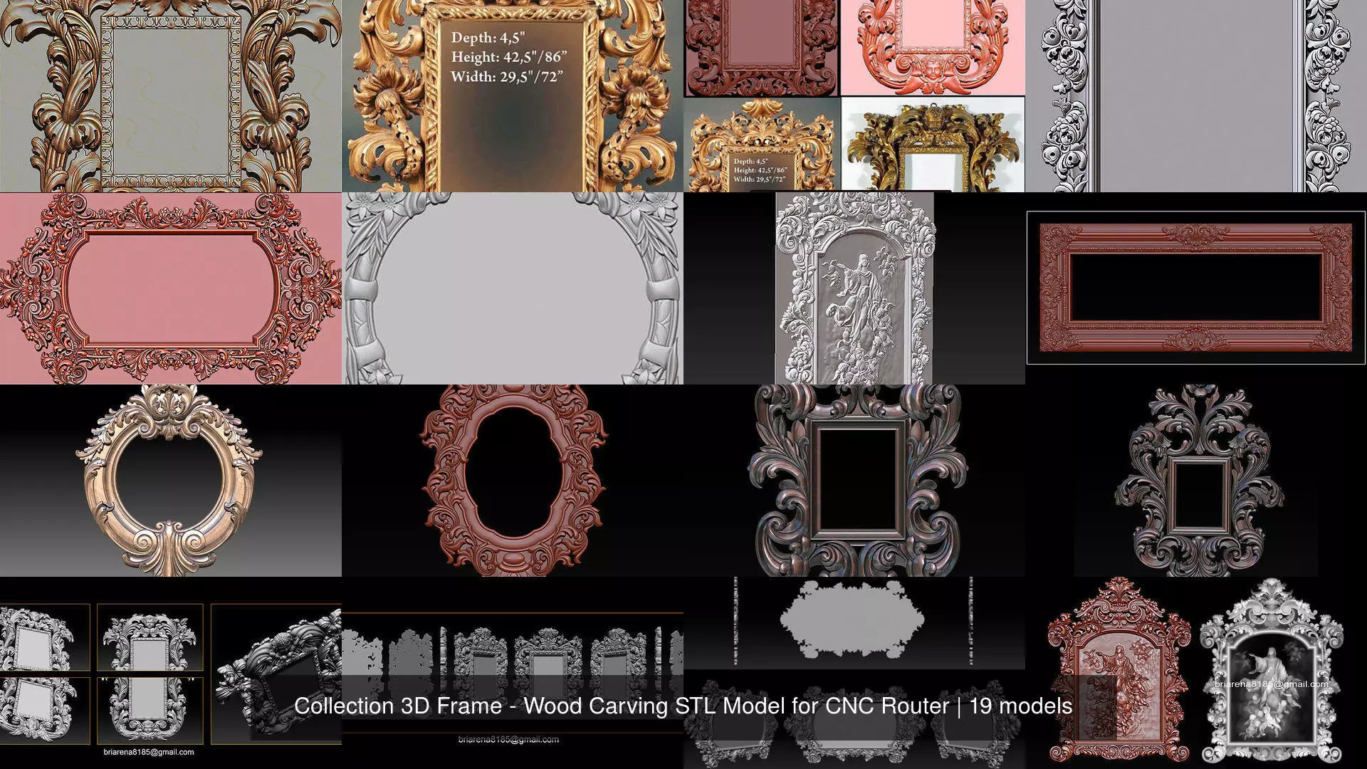 Collection 3D Frame - Wood Carving STL Model for CNC Router _2