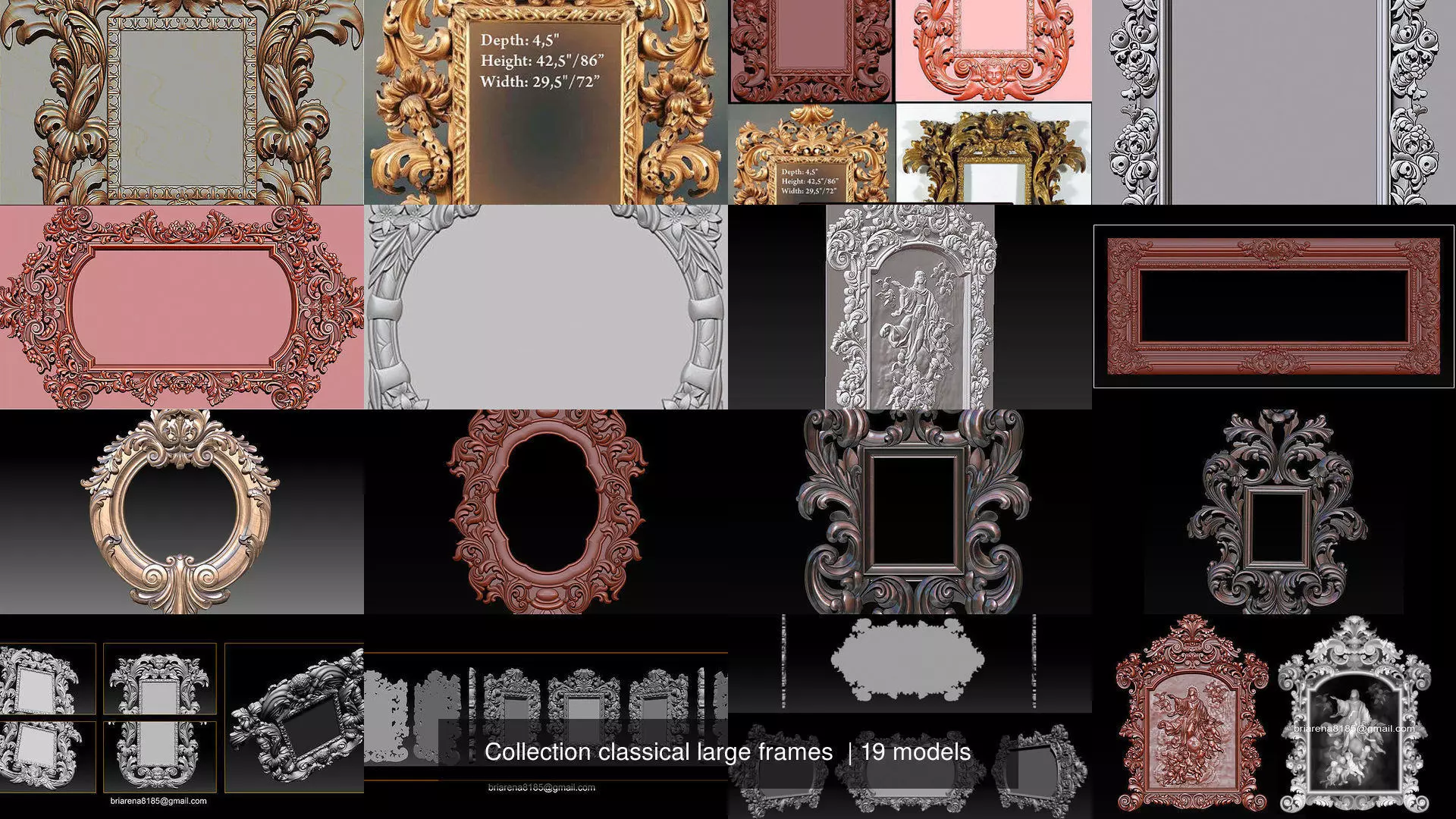 Collection 3D Frame - Wood Carving STL Model for CNC Router _0