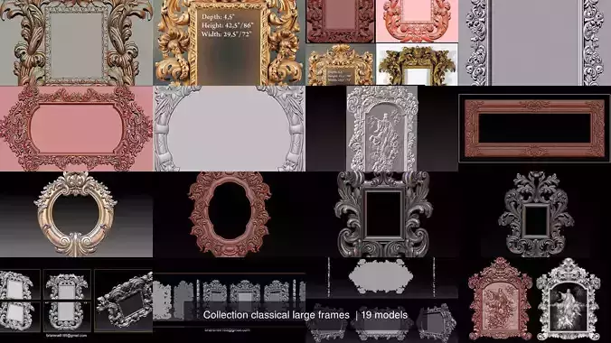 Collection 3D Frame - Wood Carving STL Model for CNC Router 