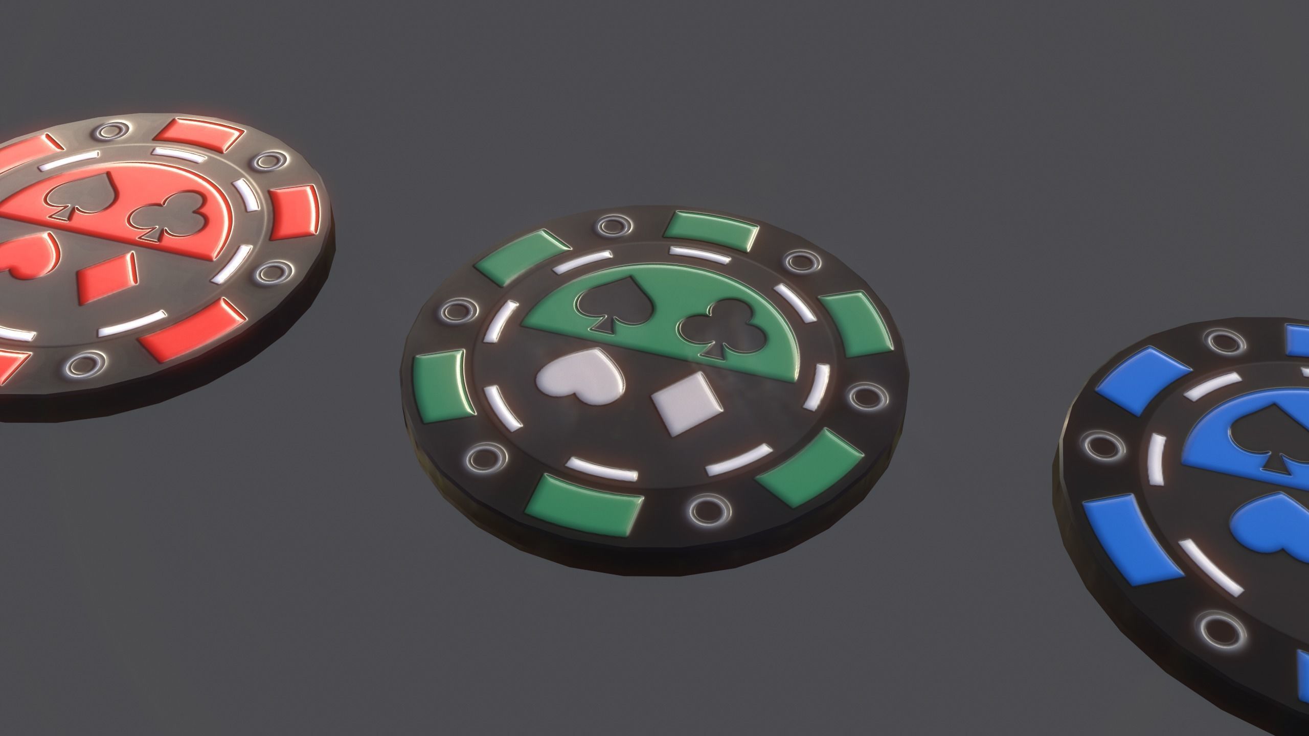 Poker Chips Low-poly 3D model_3