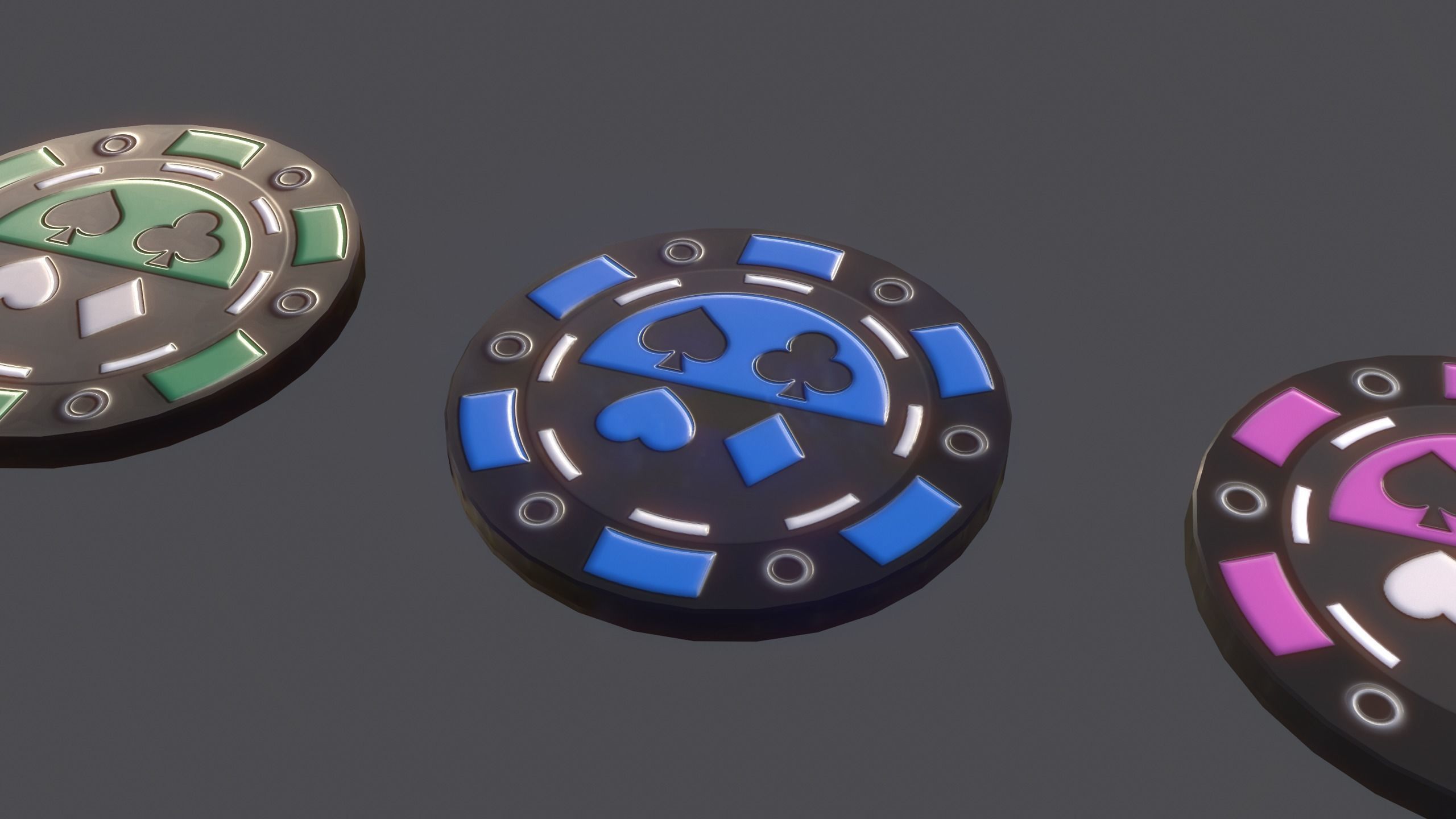 Poker Chips Low-poly 3D model_4