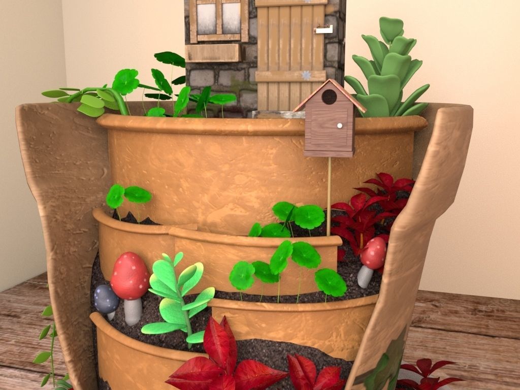 creative pot flower2 3D model_16