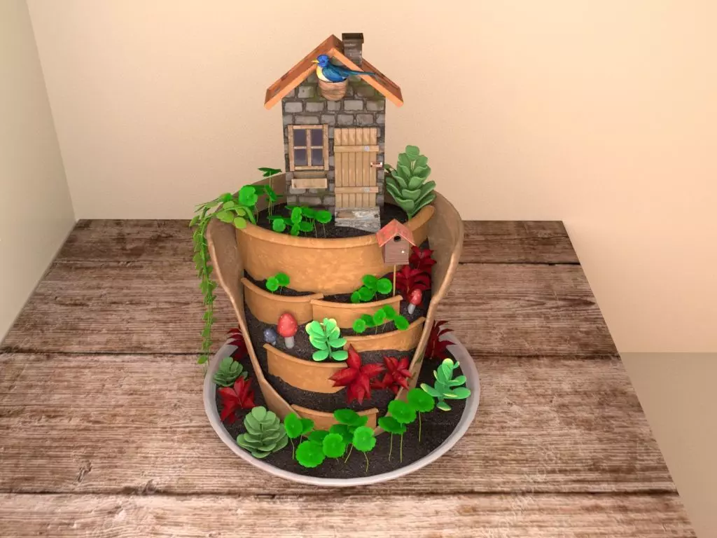 creative pot flower2 3D model_0