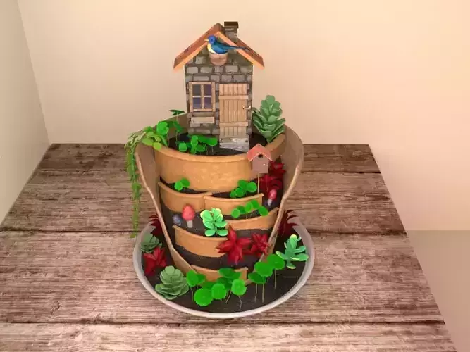 creative pot flower2 3D model