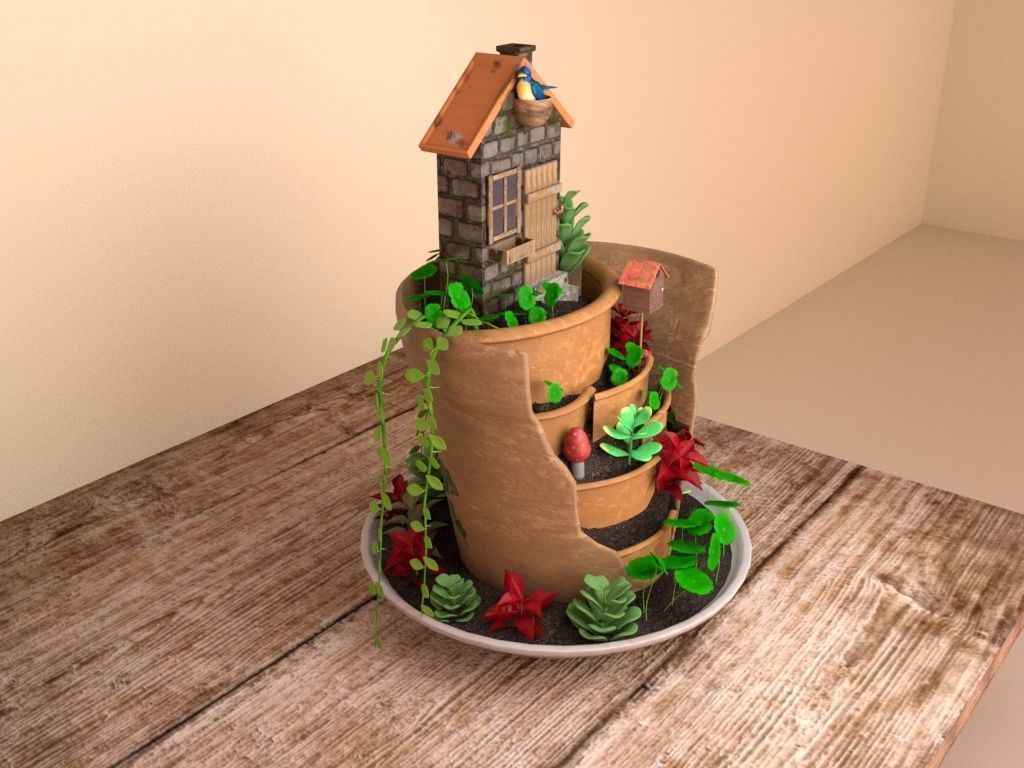 creative pot flower2 3D model_12