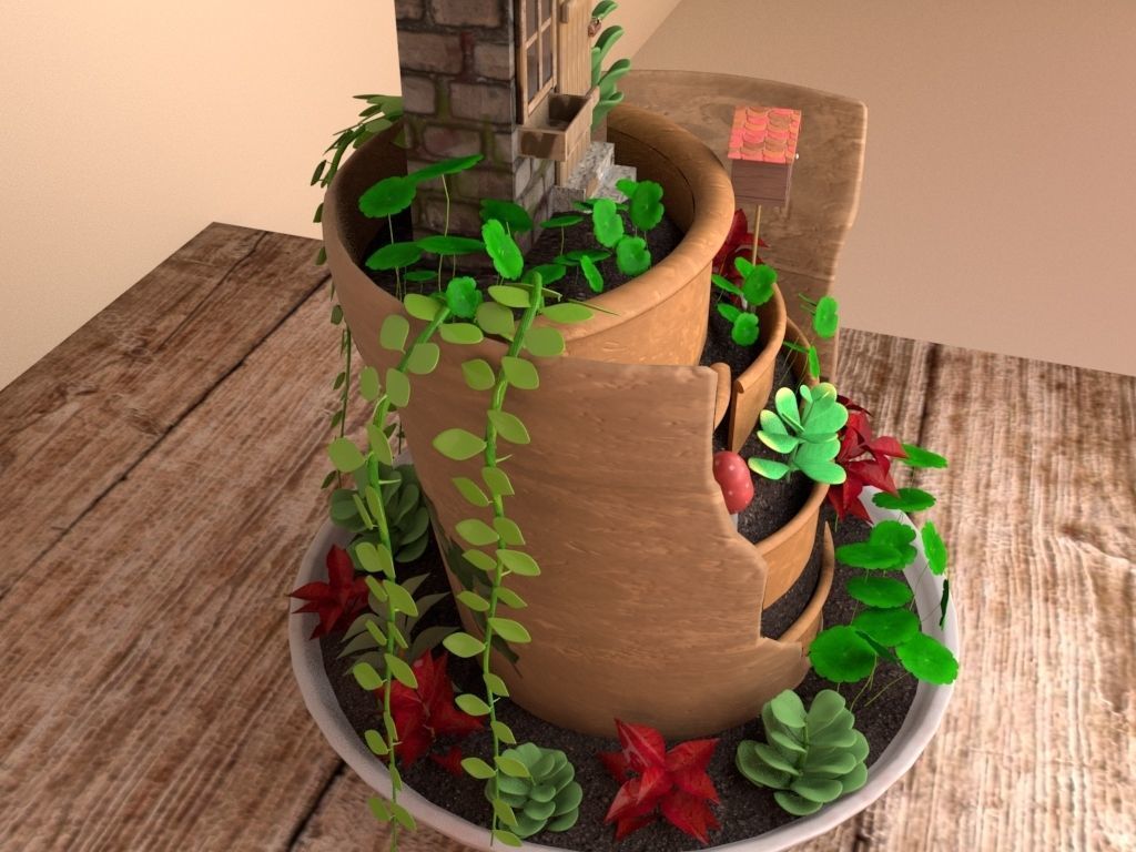 creative pot flower2 3D model_2