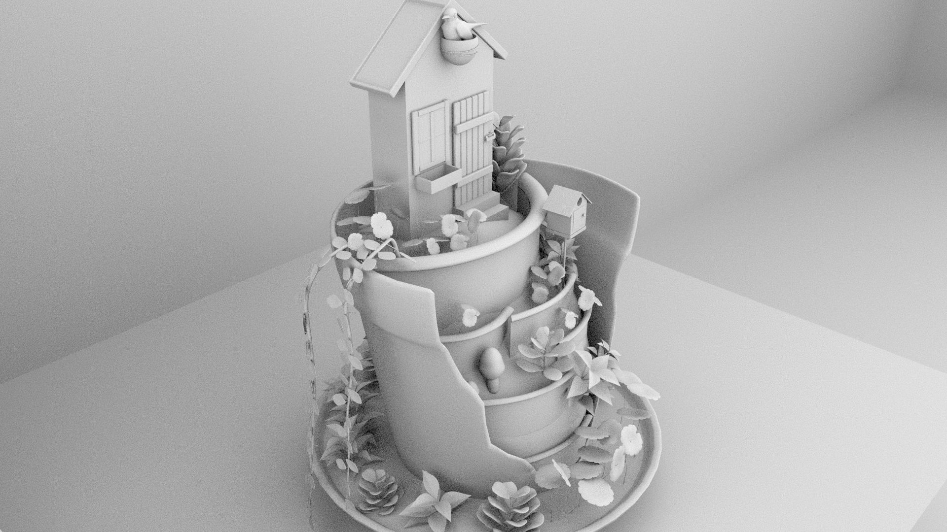 creative pot flower2 3D model_13