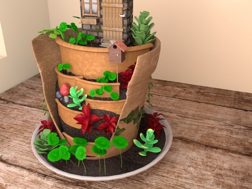creative pot flower2 3D model_14