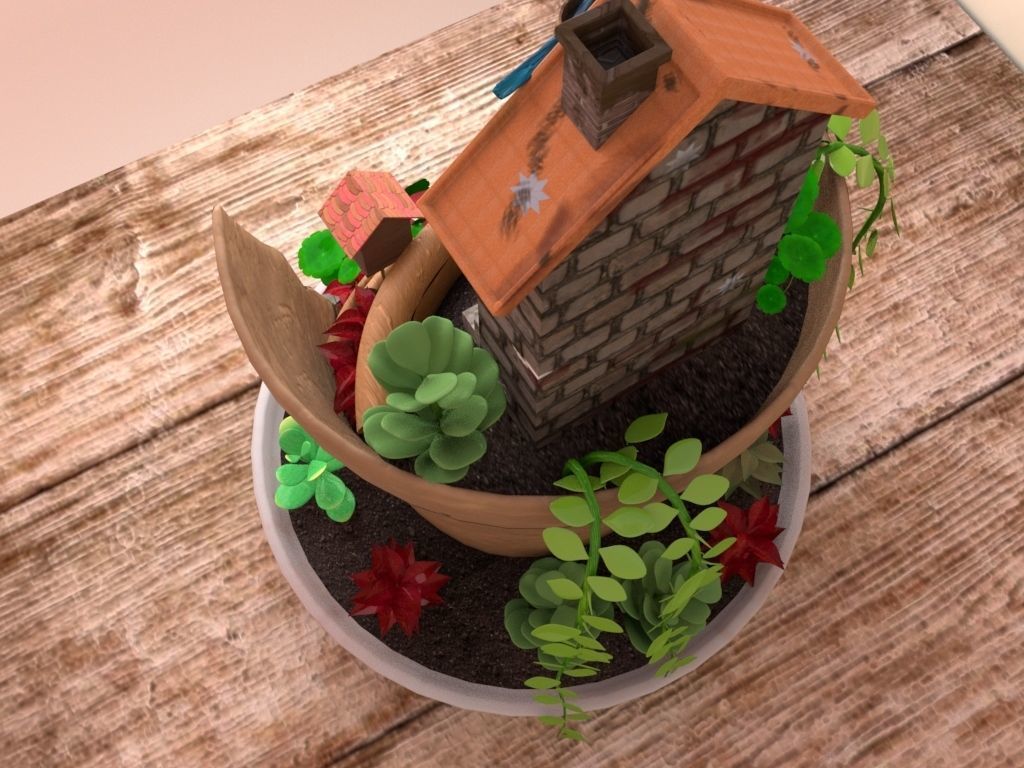 creative pot flower2 3D model_4