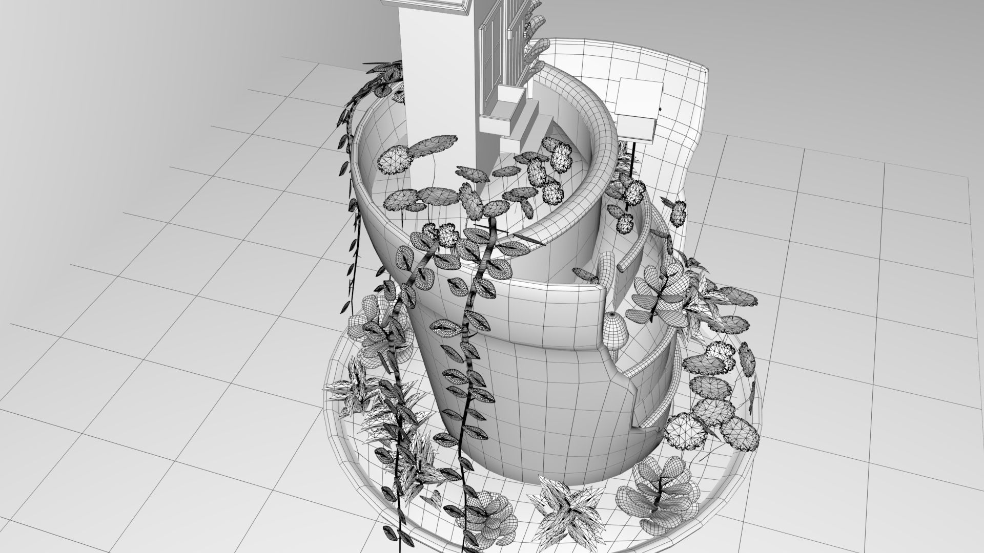 creative pot flower2 3D model_5