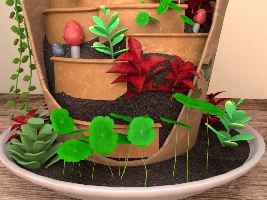 creative pot flower2 3D model_15