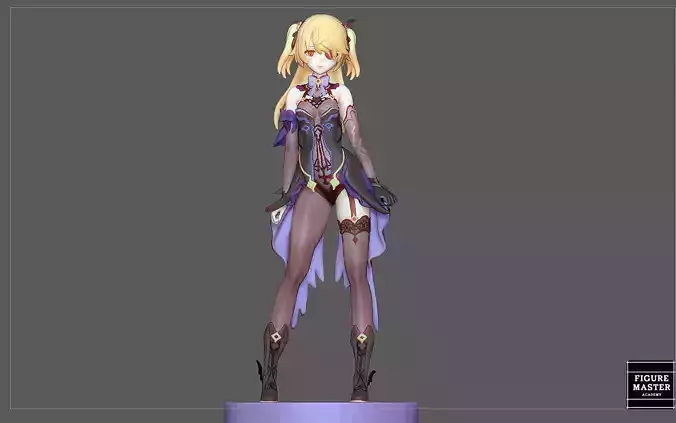 FISCHL GENSHIN IMPACT STATUE CUTE GIRL GAME CHARACTER ANIME 3D print model