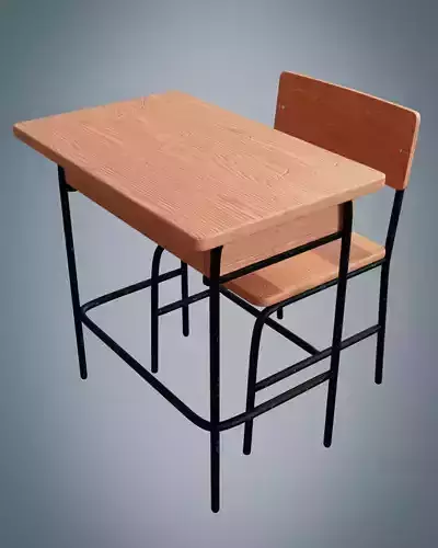 Classroom Desk Highschool - University Metal Rusted Material PBR Low-poly 3D model