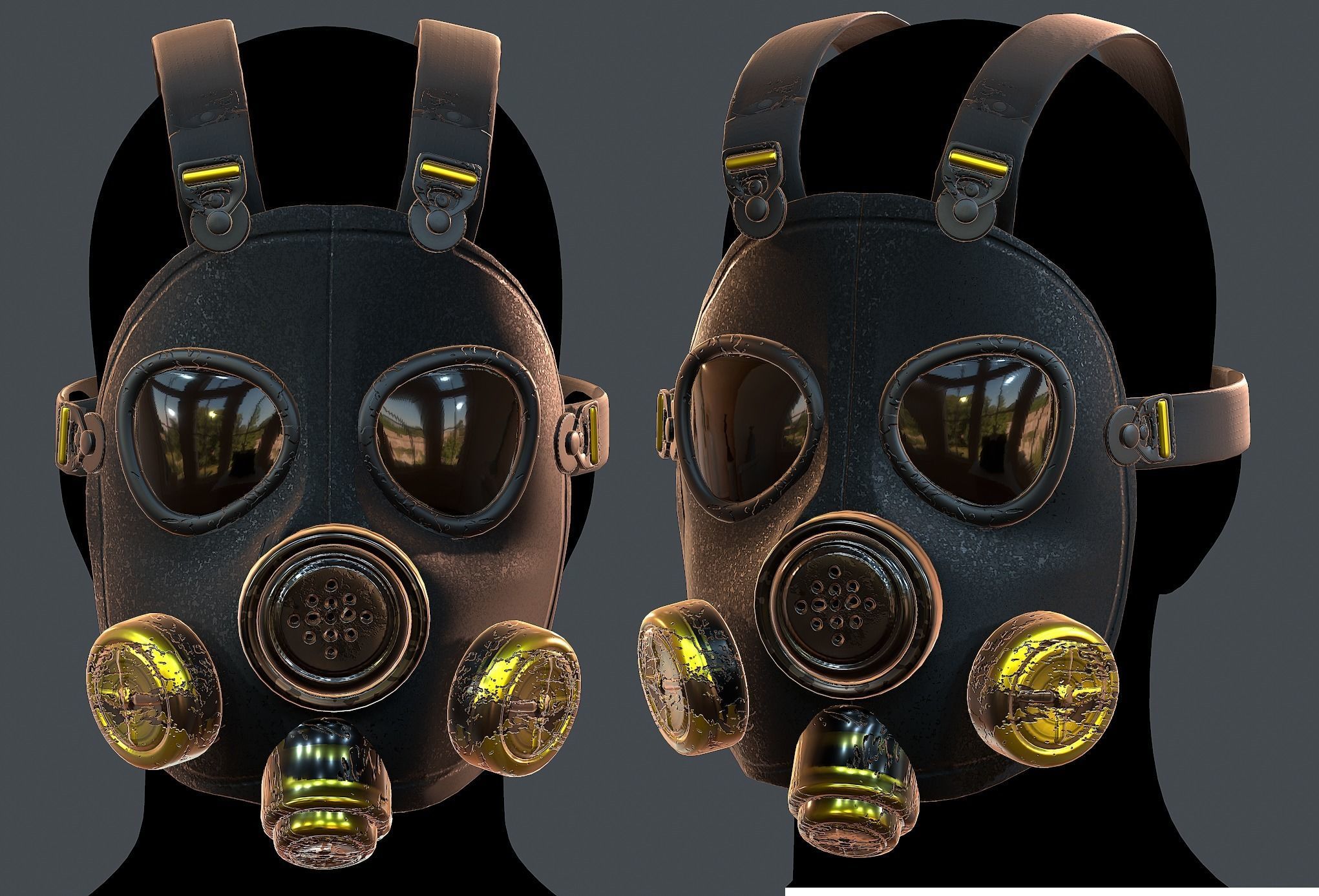 Gas mask helmet 3d model scifi Low-poly  Low-poly 3D model_1