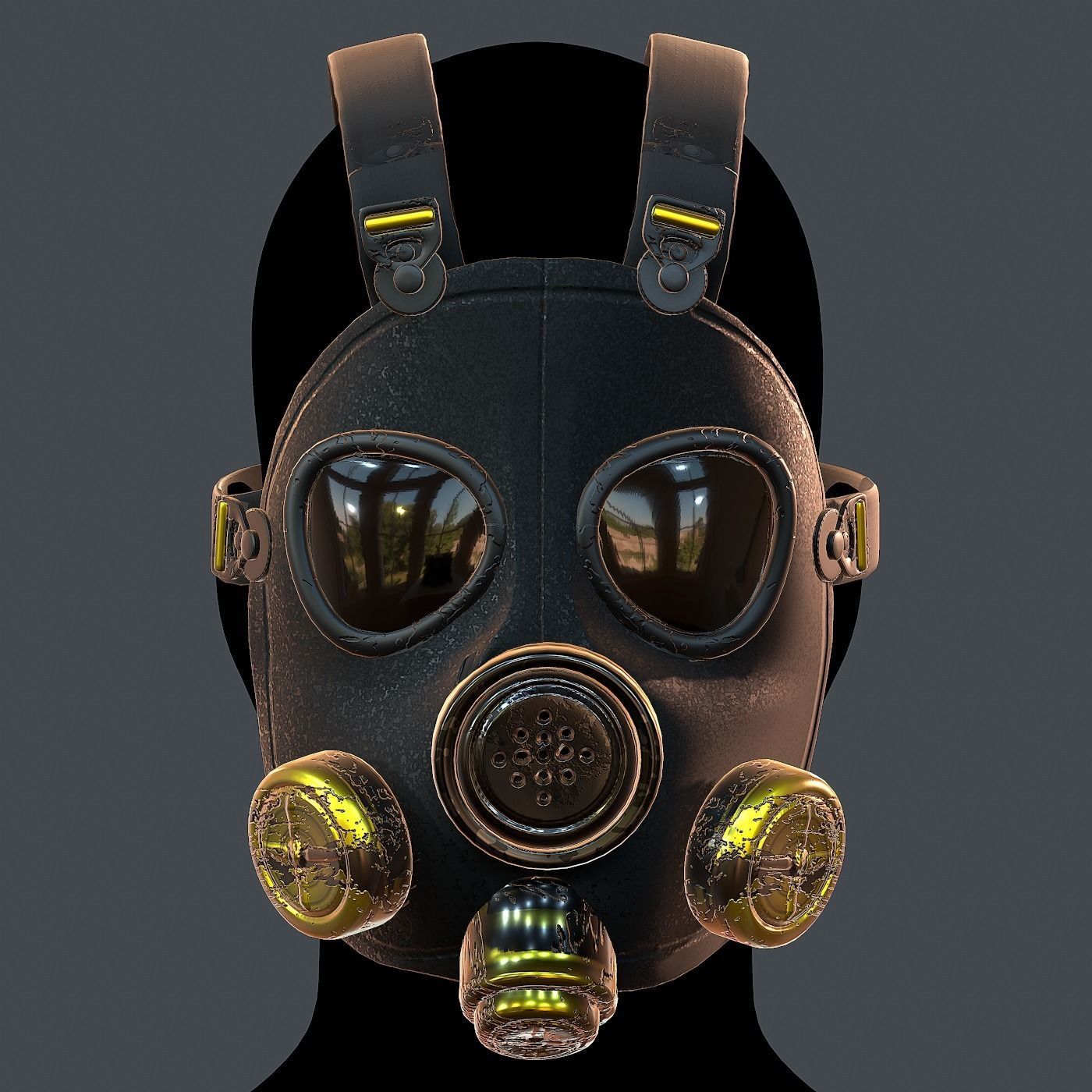 Gas mask helmet 3d model scifi Low-poly  Low-poly 3D model_2