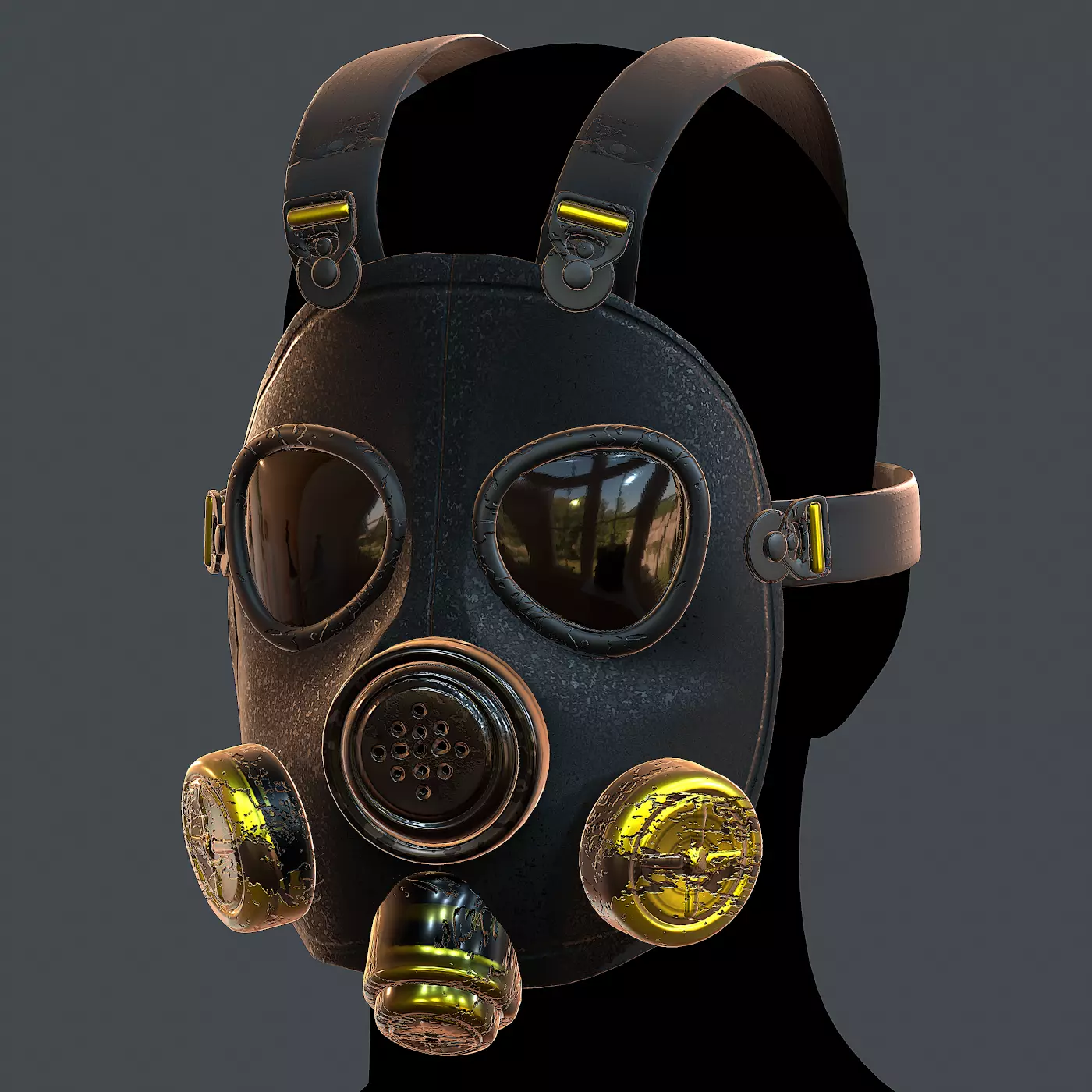 Gas mask helmet 3d model scifi Low-poly  Low-poly 3D model_0