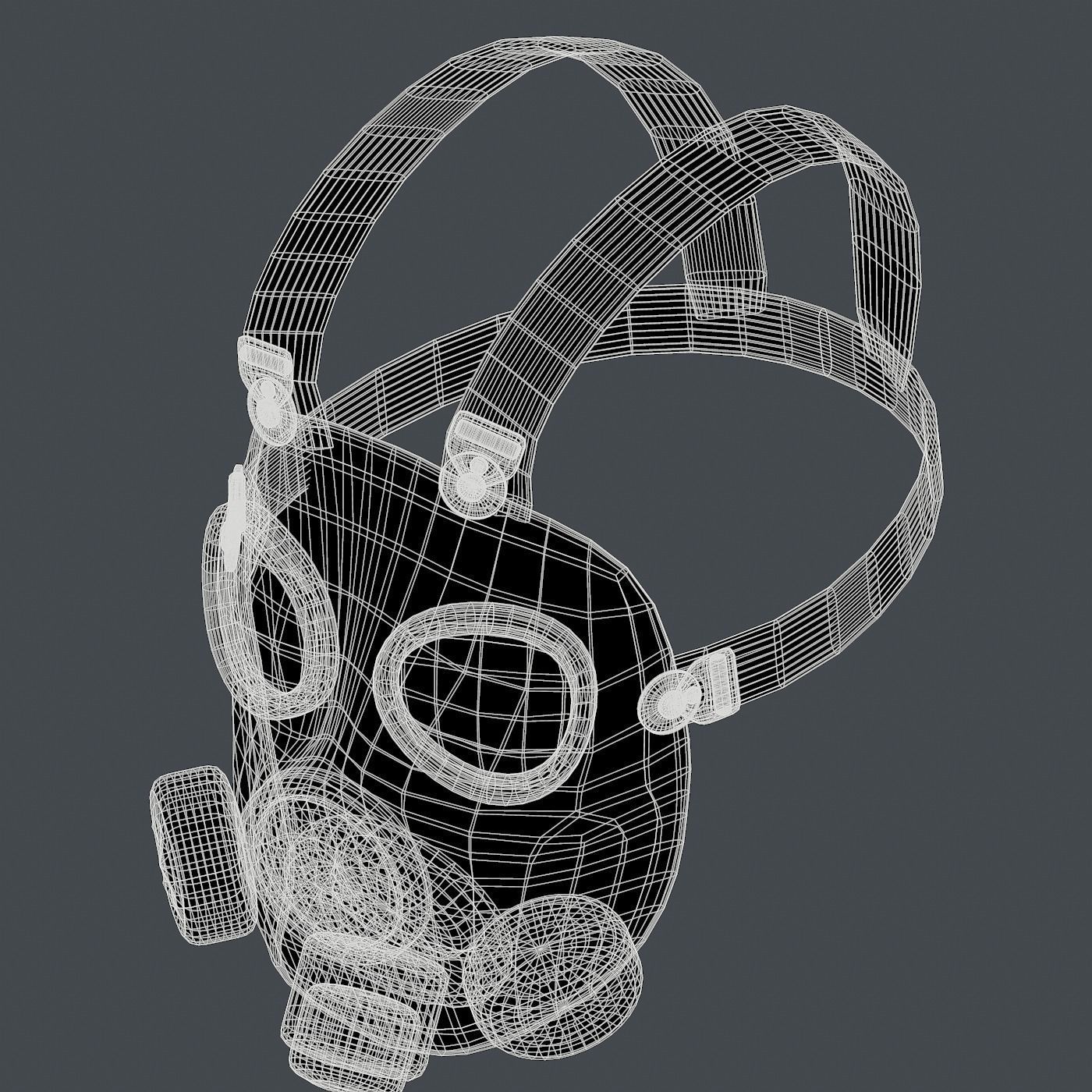 Gas mask helmet 3d model scifi Low-poly  Low-poly 3D model_7