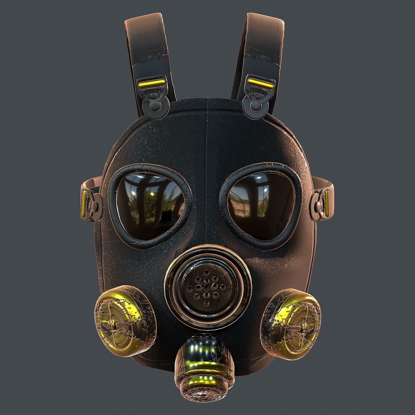 Gas mask helmet 3d model scifi Low-poly  Low-poly 3D model_3