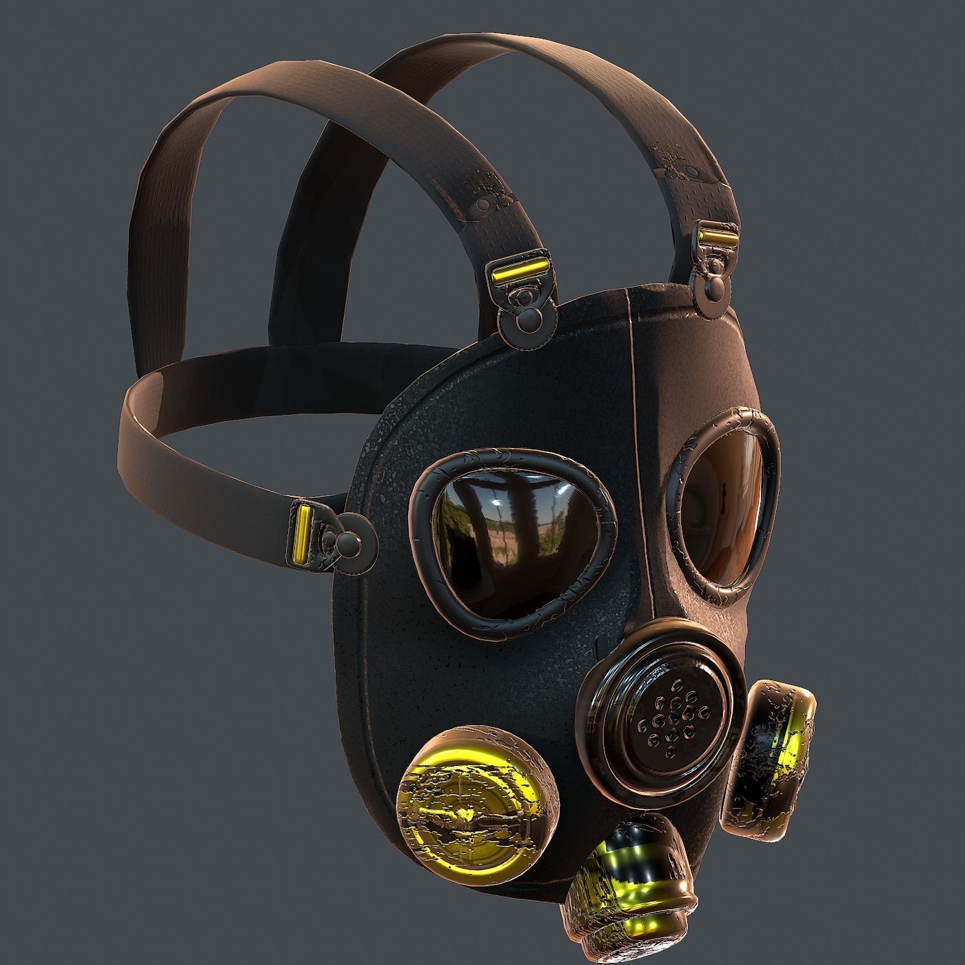 Gas mask helmet 3d model scifi Low-poly  Low-poly 3D model_4