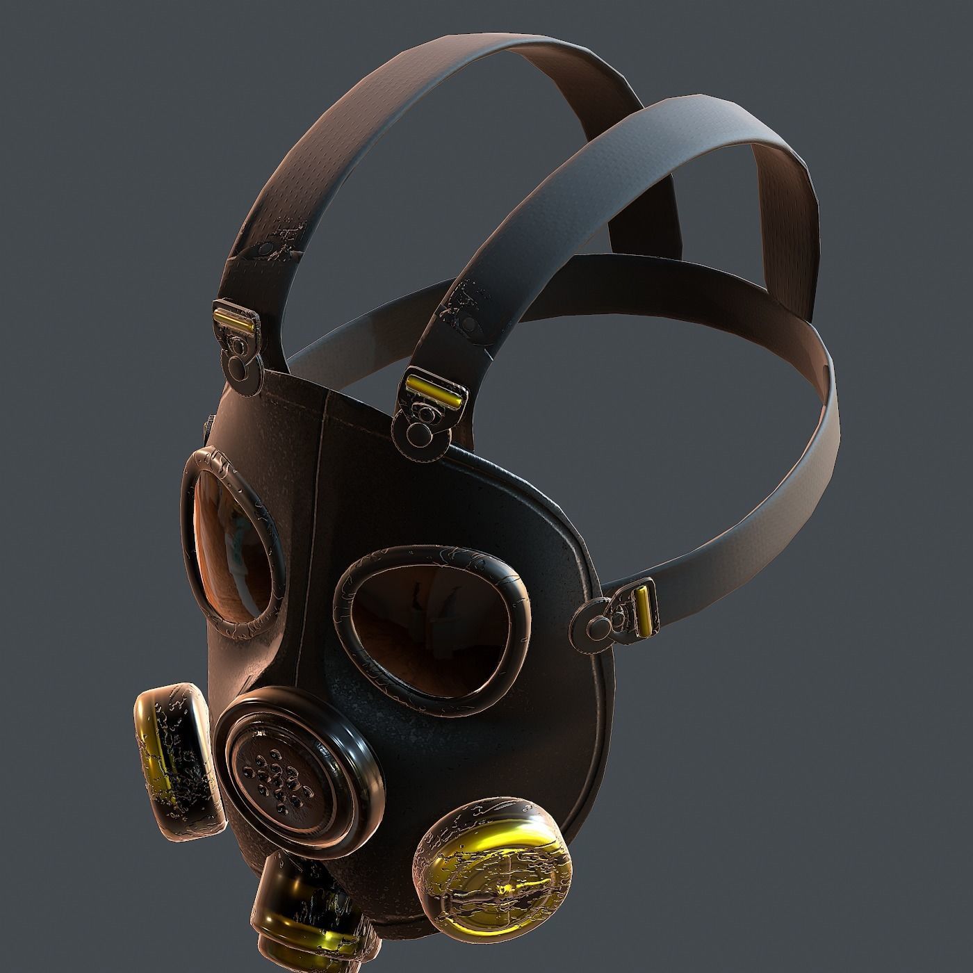 Gas mask helmet 3d model scifi Low-poly  Low-poly 3D model_6