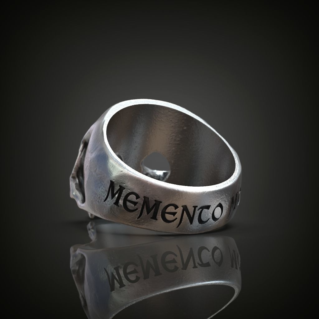 Skull ring engraving Memento mori 3D print model_3