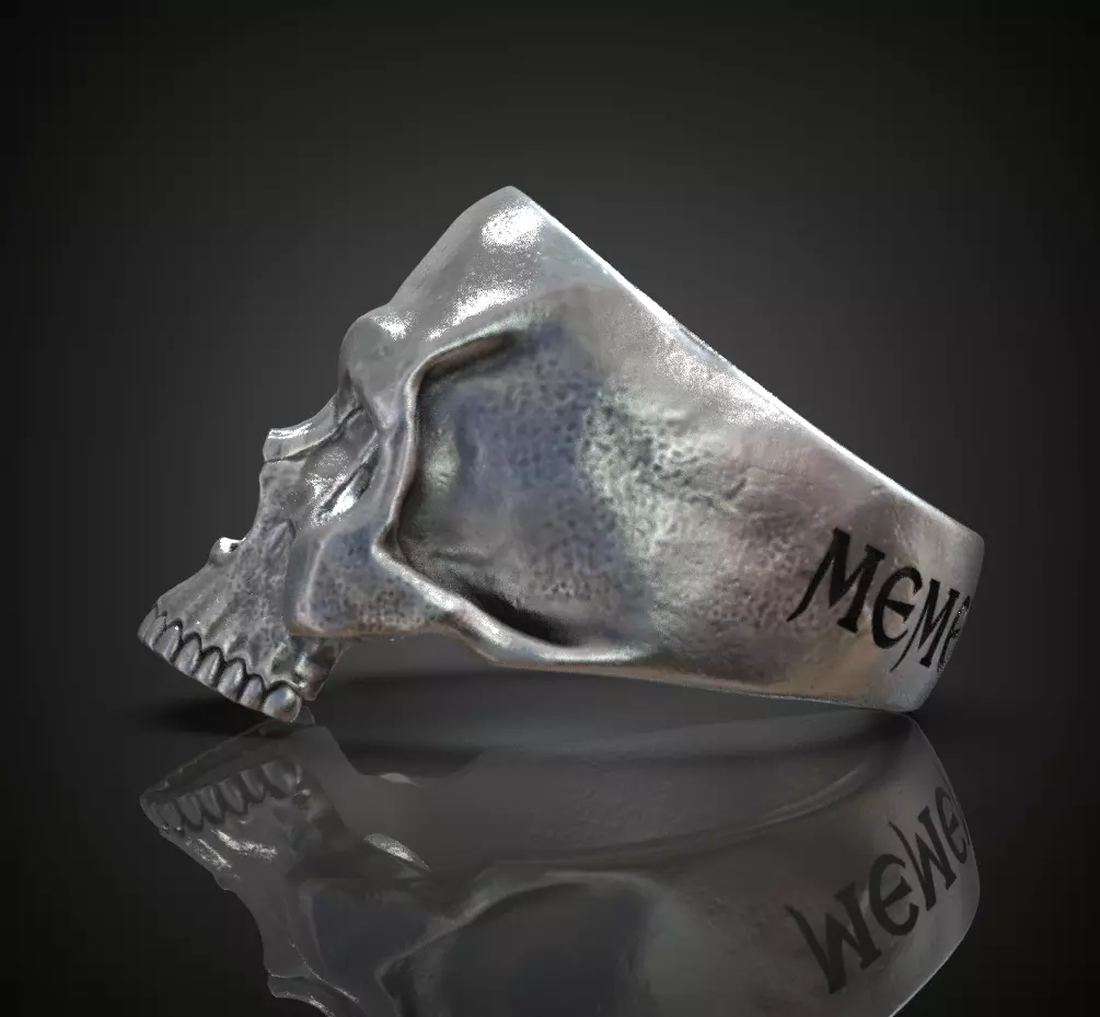 Skull ring engraving Memento mori 3D print model_0