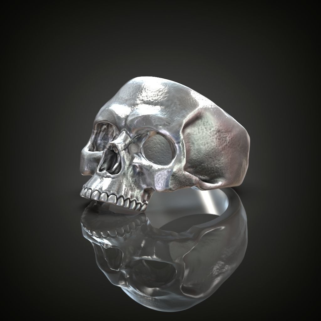 Skull ring engraving Memento mori 3D print model_2