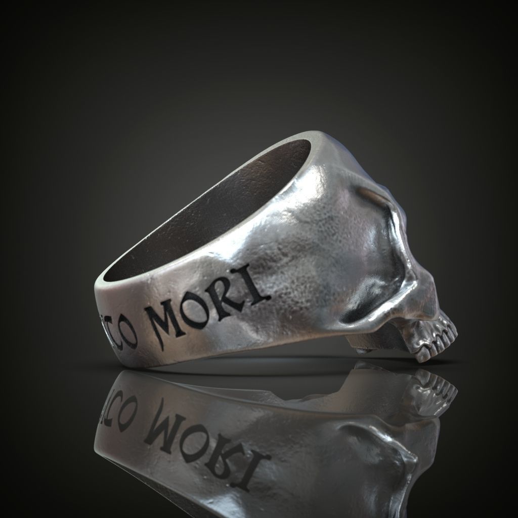 Skull ring engraving Memento mori 3D print model_1