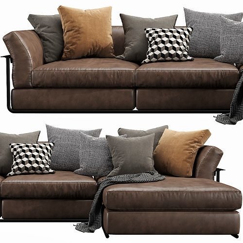 Flexform Zeno Chaise Lounge 3D model 2