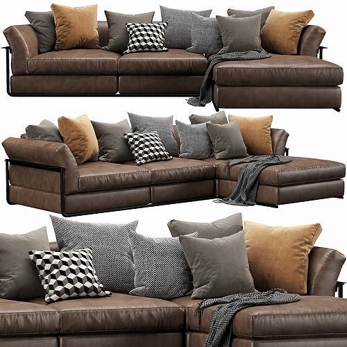 Flexform Zeno Chaise Lounge 3D model 4