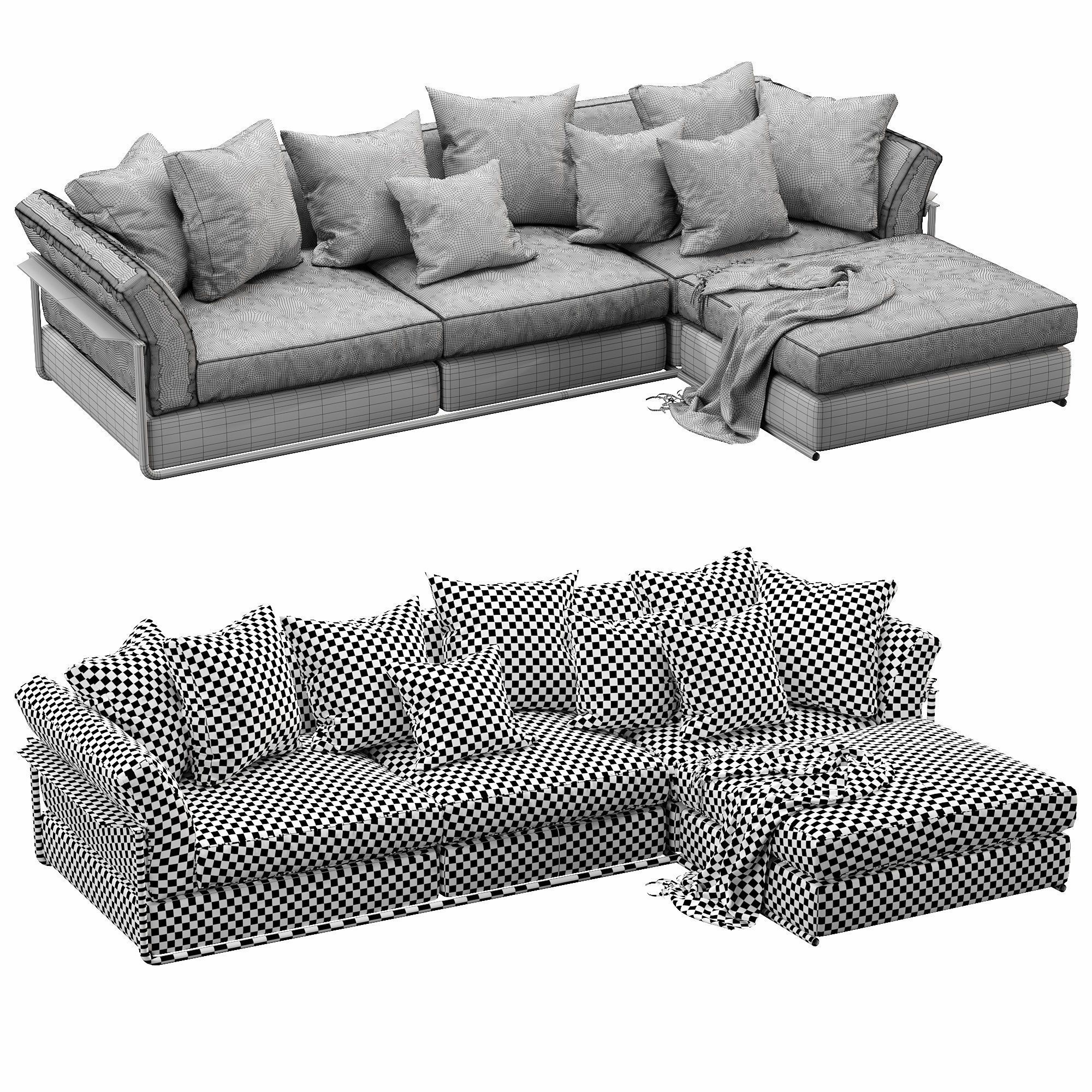 Flexform Zeno Chaise Lounge 3D model_9